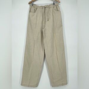 John Henry Cotton & Linen Elastic Waistband Drawstring Casual Straight Leg Pants